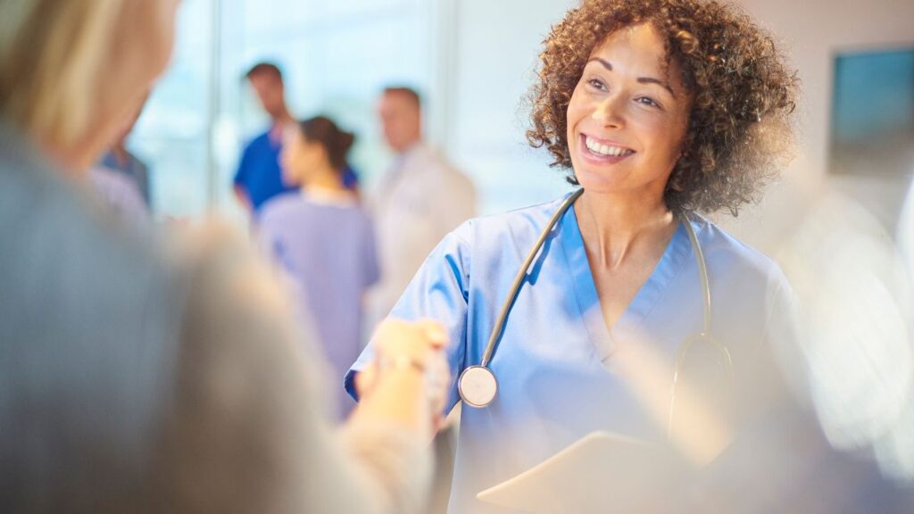 Doctor greeting a patient at a hospital near homes in Fort Myers