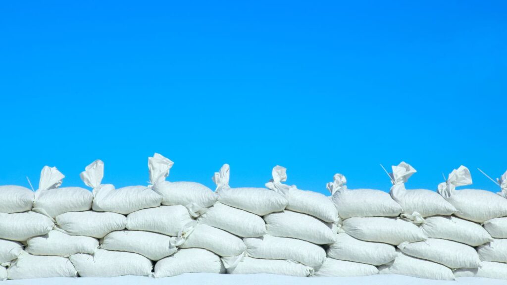 Sandbags stacked for flood protection in Southwest Florida