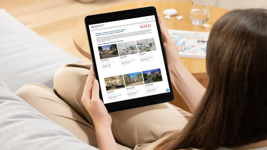 Closed sales in real estate shown as sold homes on a Southwest Florida property listings page