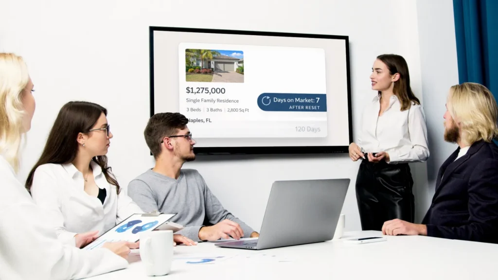 Real estate listing showing days on market reset to 7 days after relisting in Southwest Florida