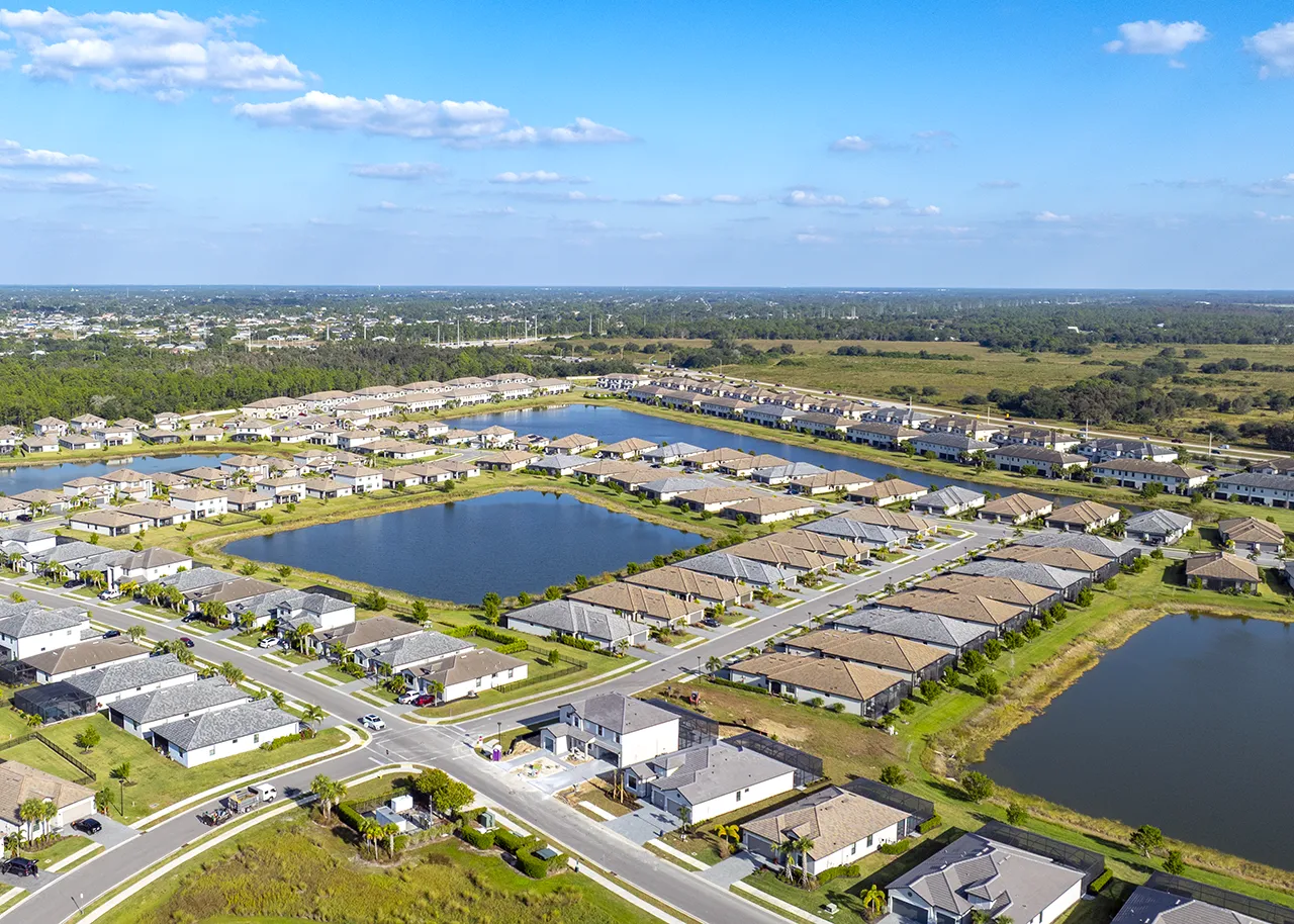 Fort Myers master-planned community aerial view, homes sold between $500,000 and $750,000